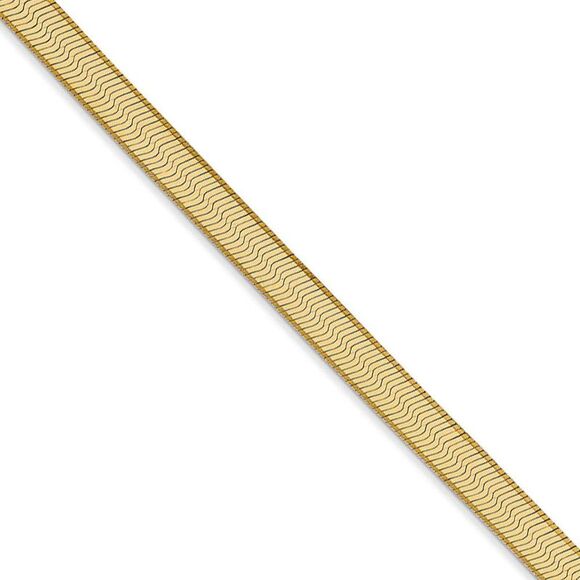 4mm, 14k Yellow Gold, Solid Herringbone Chain Necklace, 24 Inch - Picture 1 of 8